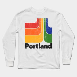 Portland, OR // Retro Typography Design Long Sleeve T-Shirt